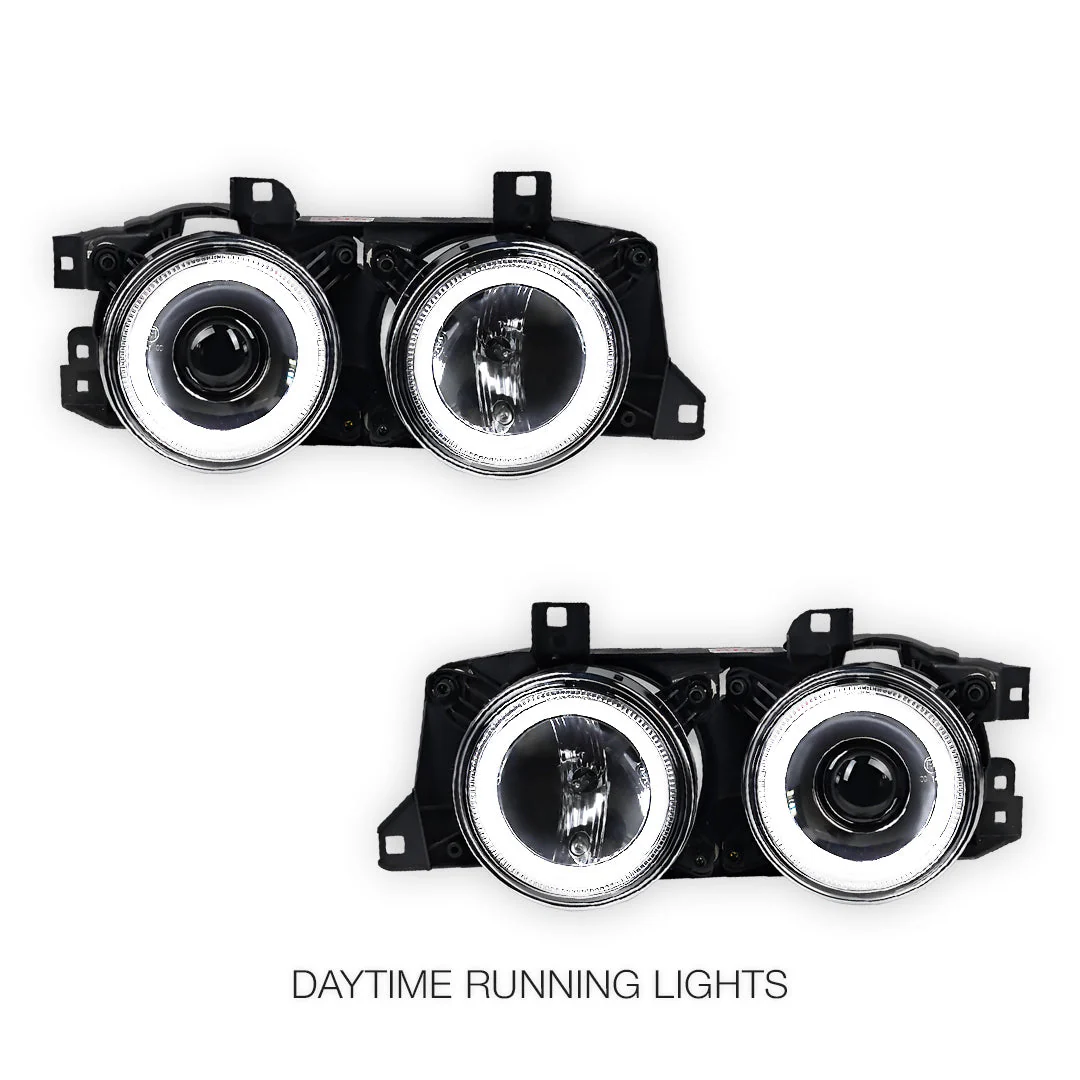 BMW 5 Series E34 (1987 - 1996) Crystal Clear CCFL Angel-Eye Projector Headlights LH + RH - Image 3