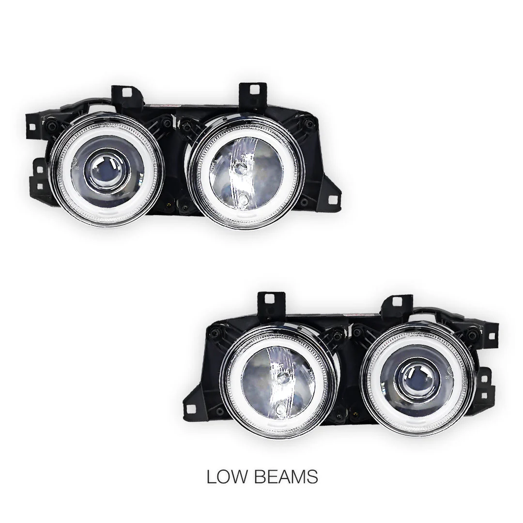 BMW 5 Series E34 (1987 - 1996) Crystal Clear CCFL Angel-Eye Projector Headlights LH + RH - Image 4