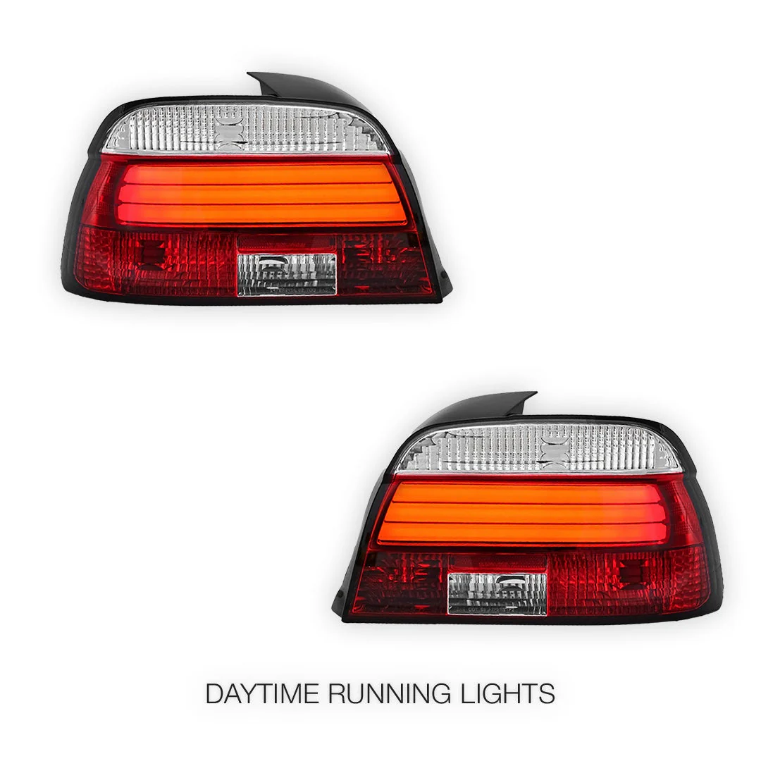 BMW 5 Series E39 (1995 - 2000) Clear Red 3D LED Stripe Bar Tail Lights LH + RH - Image 2