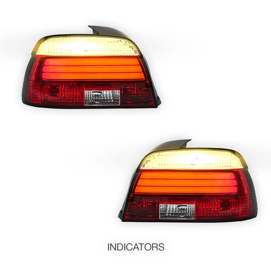 BMW 5 Series E39 (1995 - 2000) Clear Red 3D LED Stripe Bar Tail Lights LH + RH - Image 3