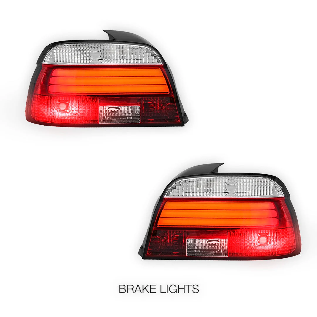BMW 5 Series E39 (1995 - 2000) Clear Red 3D LED Stripe Bar Tail Lights LH + RH - Image 4