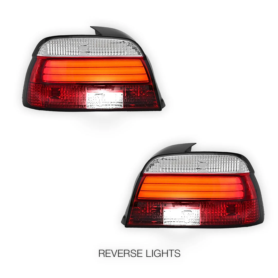 BMW 5 Series E39 (1995 - 2000) Clear Red 3D LED Stripe Bar Tail Lights LH + RH - Image 5