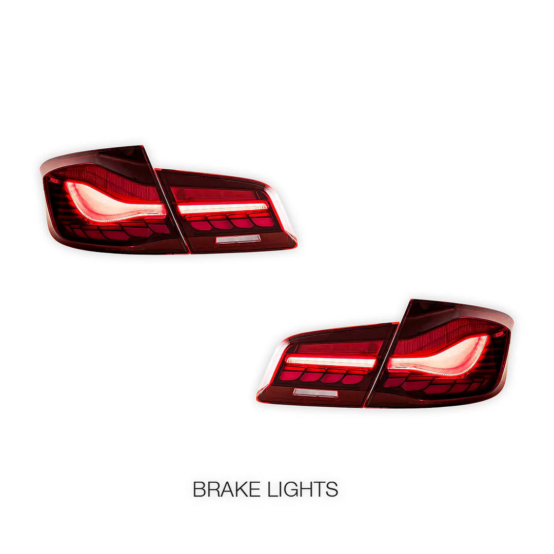 BMW 5-Series F10 / F18 (2011 - 2017) Sequential Red Full LED Tail Lights LH + RH - Image 3