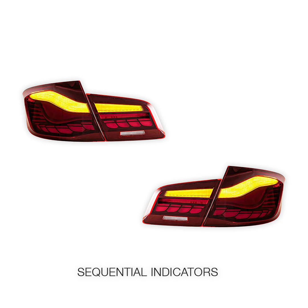 BMW 5-Series F10 / F18 (2011 - 2017) Sequential Red Full LED Tail Lights LH + RH - Image 4