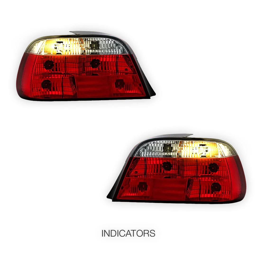 BMW 7 Series E38 (1995 - 2001) Clear Red Halogen Tail Lights LH + RH - Image 3