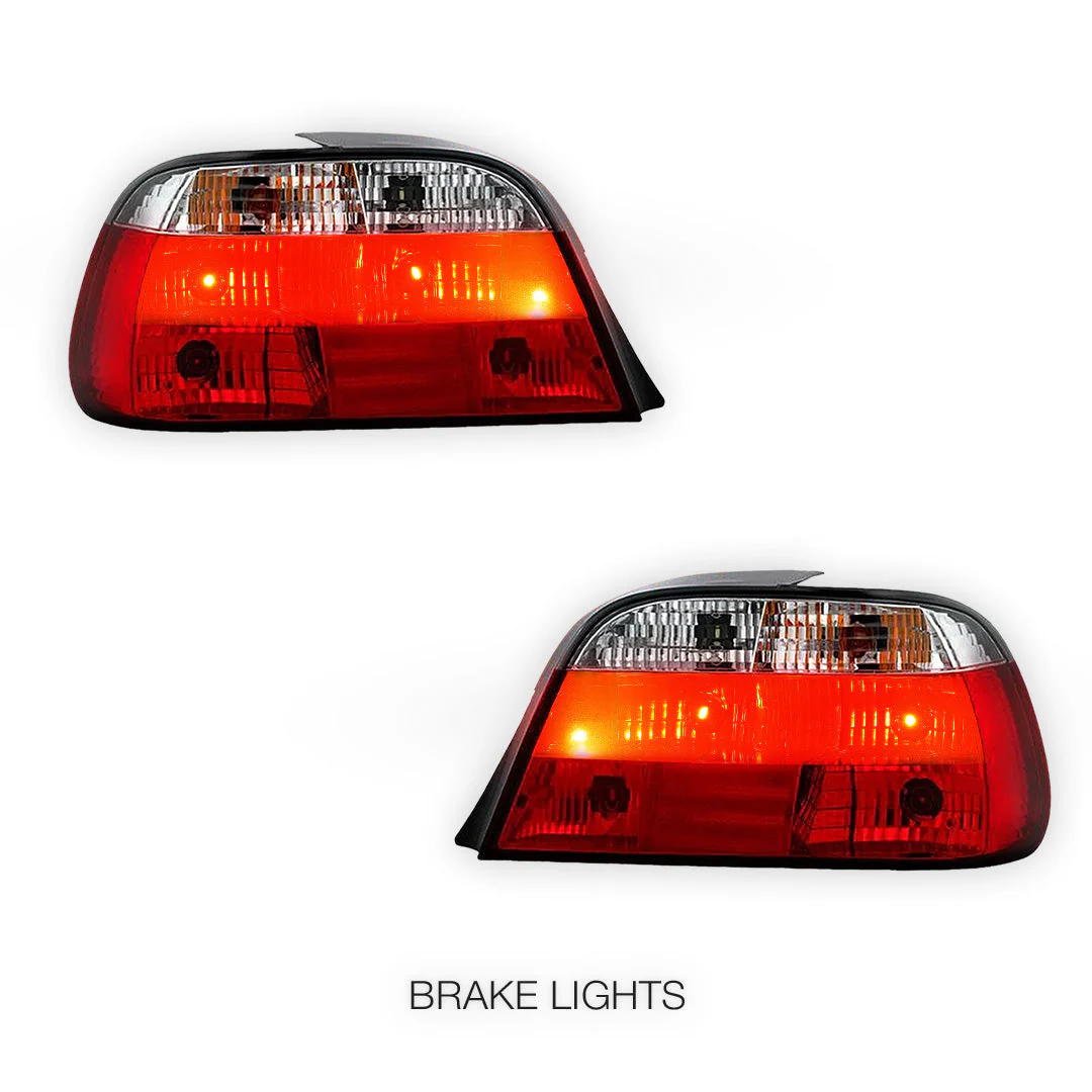 BMW 7 Series E38 (1995 - 2001) Clear Red Halogen Tail Lights LH + RH - Image 4