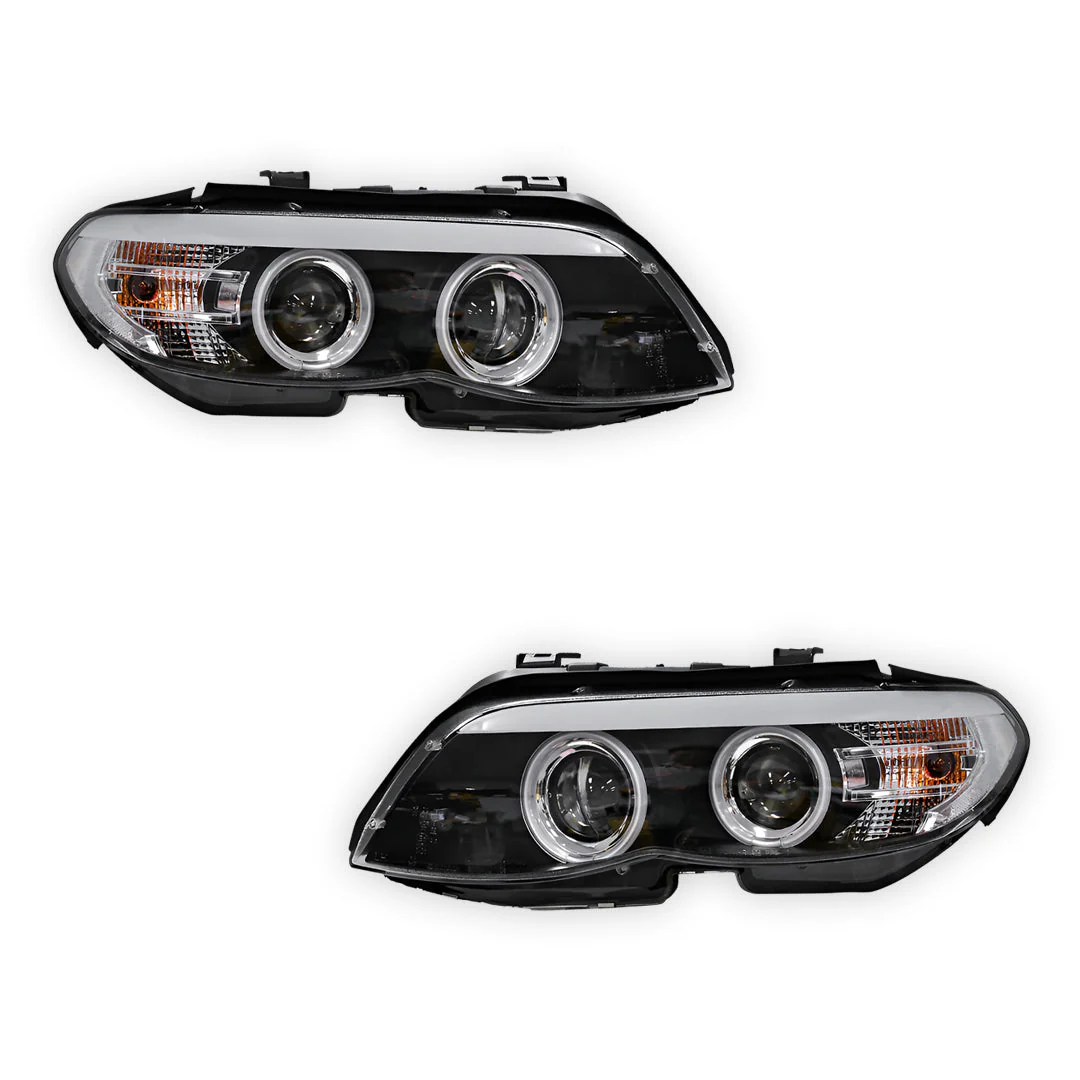 BMW X5 E53 (2004 - 2006) Halogen Model CCFL Angel-Eyes Projector Headlights LH + RH - Image 2