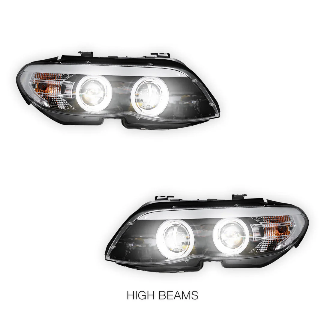 BMW X5 E53 (2004 - 2006) HID / Xenon Model CCFL Angel-Eyes Projector Headlights LH + RH - Image 6