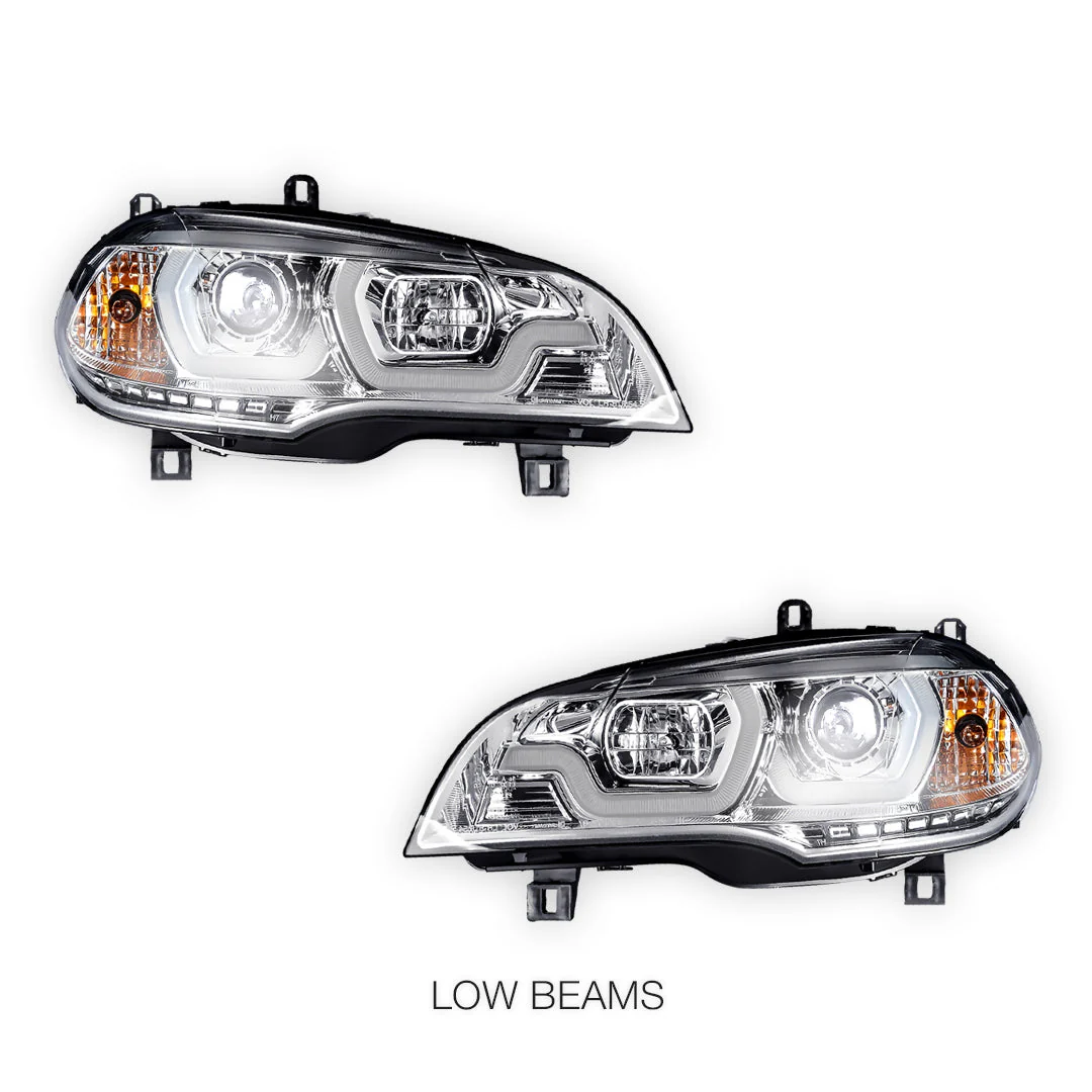 BMW X5 E70 (2007 - 2010) Halogen Model LED DRL Projector Headlights LH + RH - Image 11