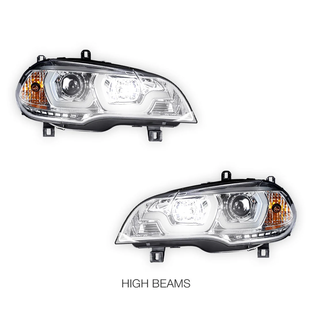 BMW X5 E70 (2007 - 2010) Halogen Model LED DRL Projector Headlights LH + RH - Image 12