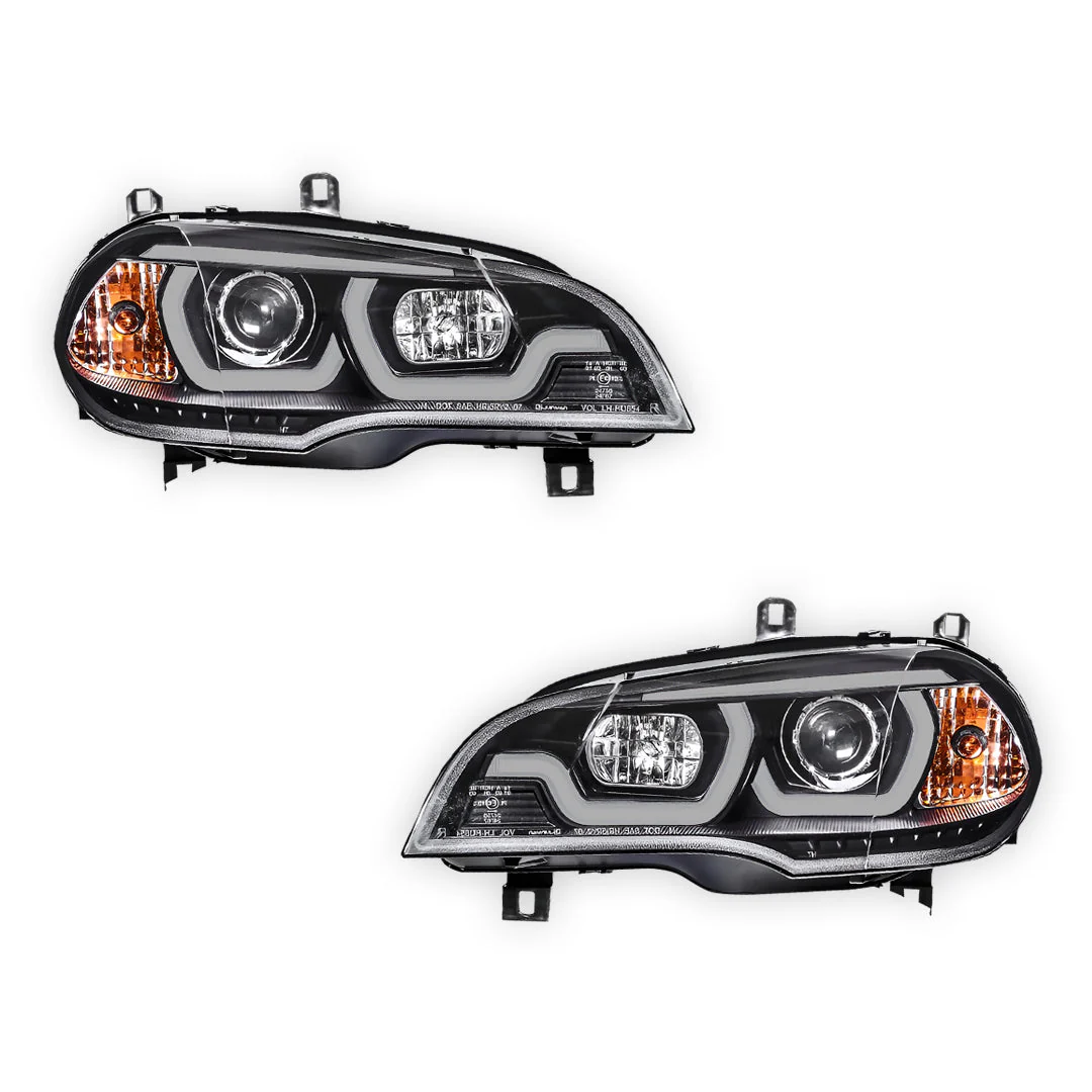 BMW X5 E70 (2007 - 2010) Halogen Model LED DRL Projector Headlights LH + RH - Image 2
