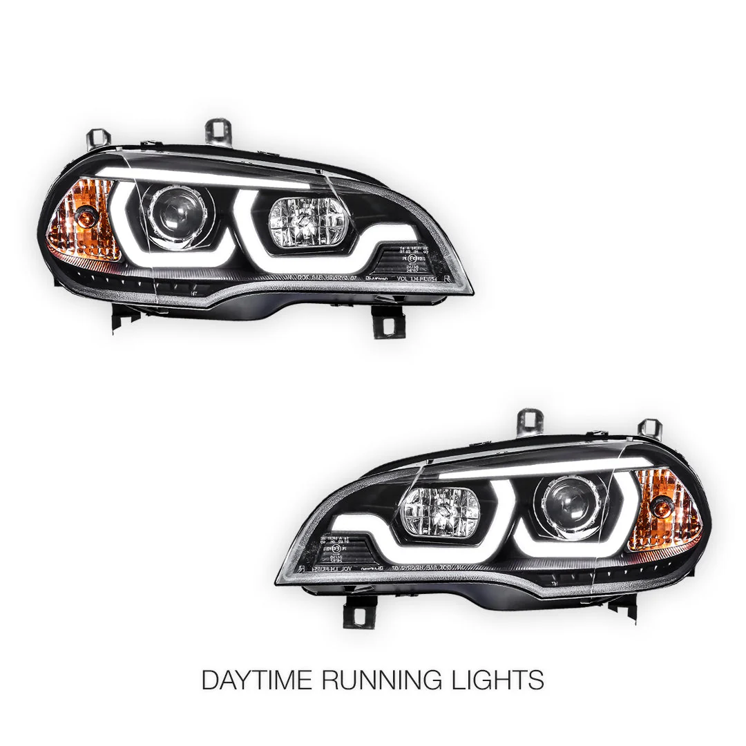 BMW X5 E70 (2007 - 2010) Halogen Model LED DRL Projector Headlights LH + RH - Image 3