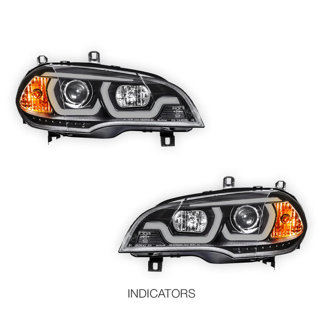 BMW X5 E70 (2007 - 2010) Halogen Model LED DRL Projector Headlights LH + RH - Image 4