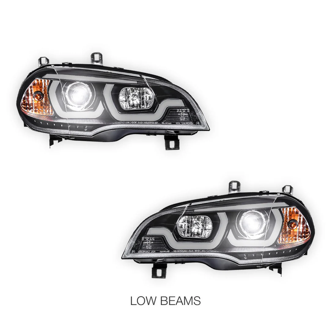 BMW X5 E70 (2007 - 2010) Halogen Model LED DRL Projector Headlights LH + RH - Image 5