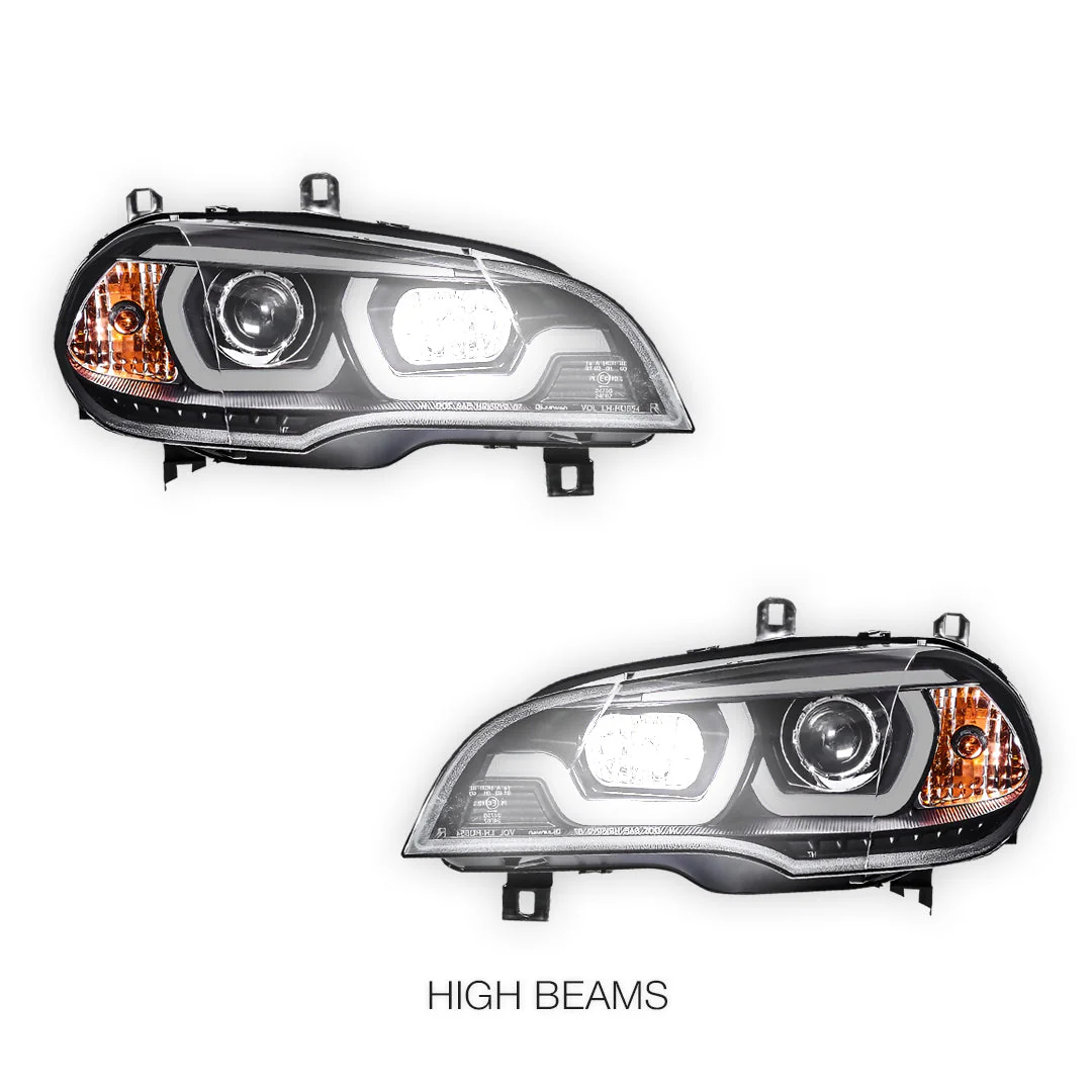 BMW X5 E70 (2007 - 2010) Halogen Model LED DRL Projector Headlights LH + RH - Image 6