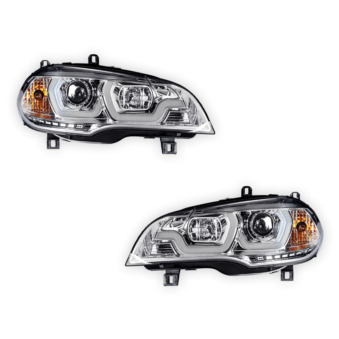 BMW X5 E70 (2007 - 2010) Halogen Model LED DRL Projector Headlights LH + RH - Image 8