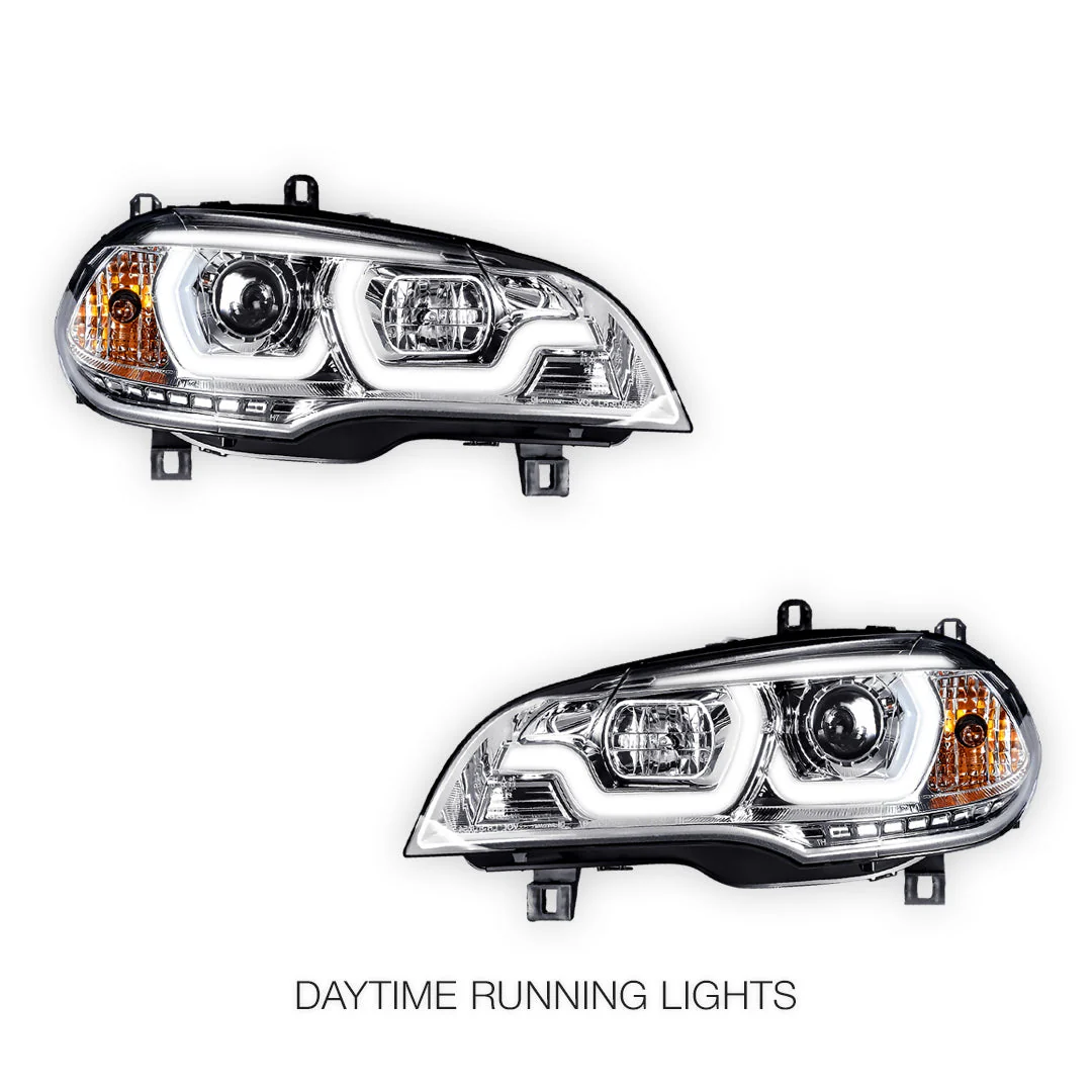 BMW X5 E70 (2007 - 2010) Halogen Model LED DRL Projector Headlights LH + RH - Image 9