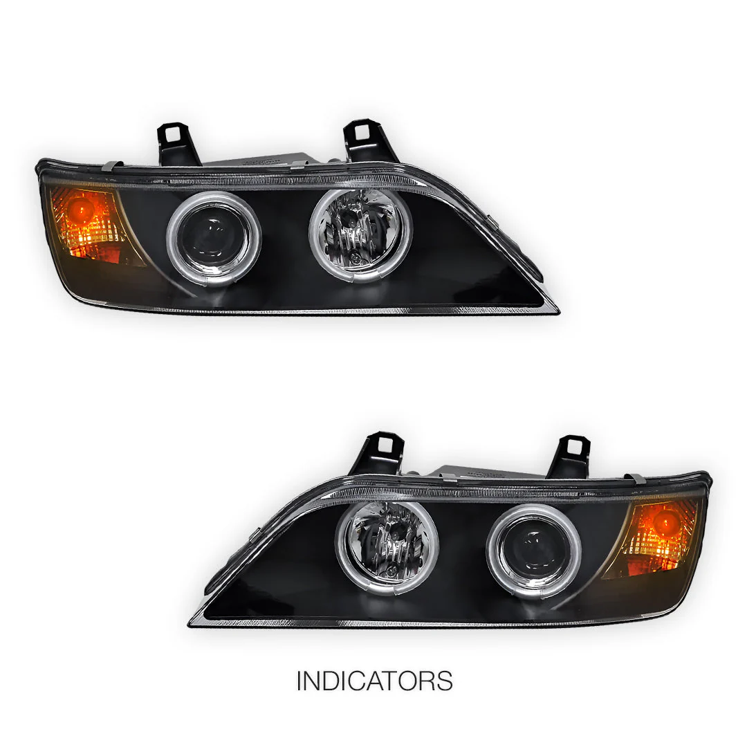 BMW Z3 E36 (1996 - 2002) Black CCFL Angel-Eyes Projector Headlights LH + RH - Image 4