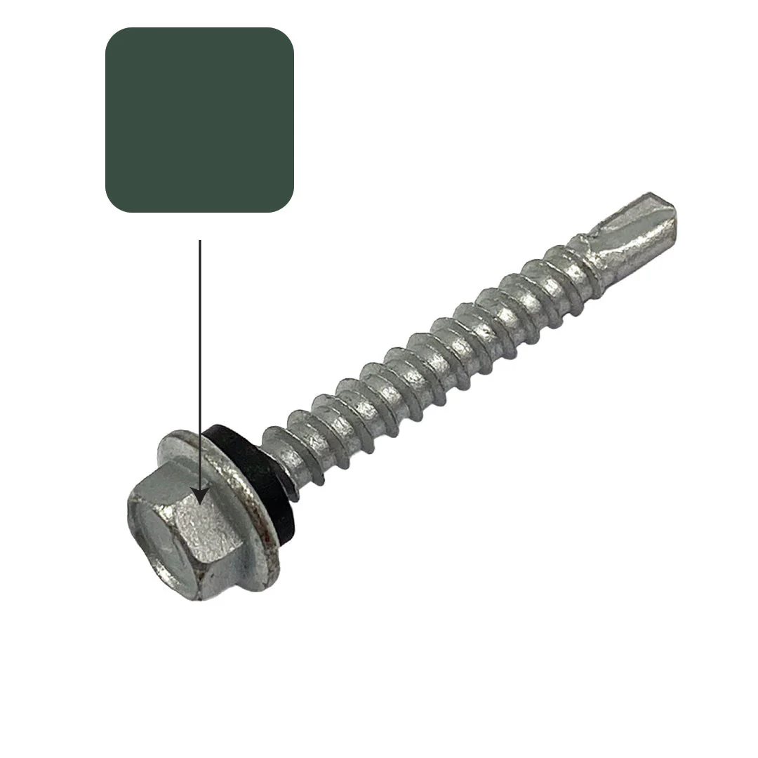 Cottage Green Colorbond 10g-16 x 16mm Hex Head Self Drilling Screw Tek with NEO Seal Galvanised - Image 2