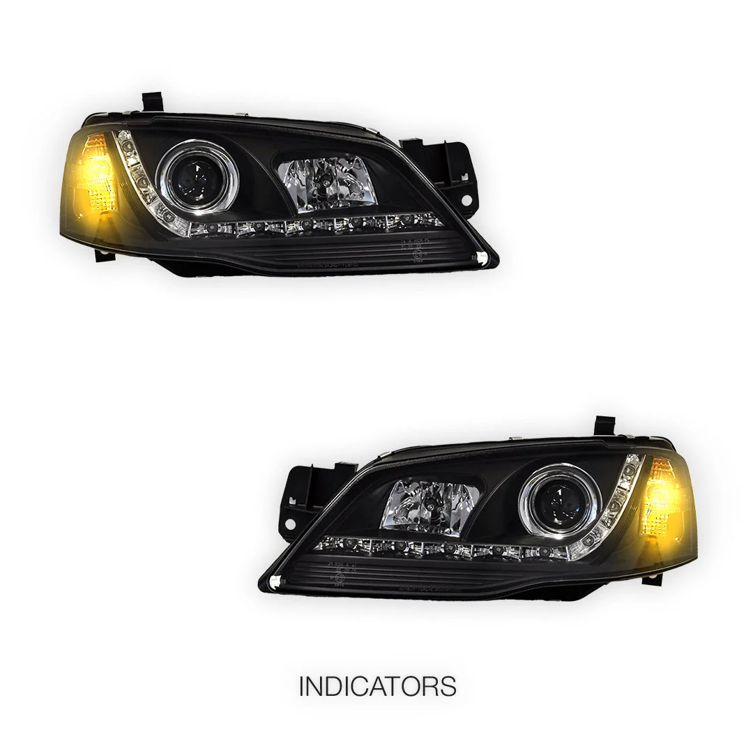 Ford Fairmont BF (2005 - 2008) LED DRL Projector Headlights LH + RH - Image 3