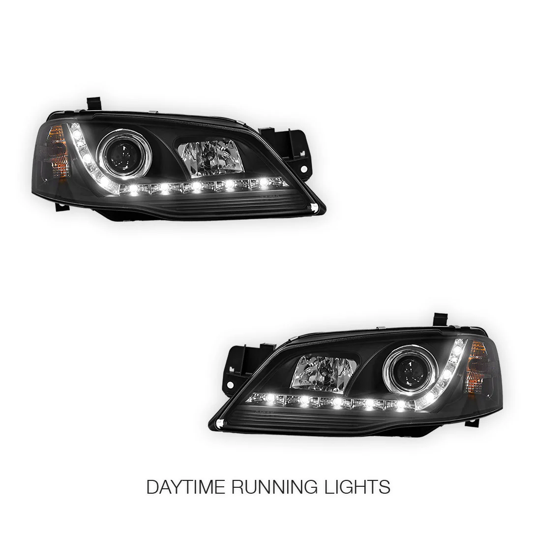 Ford Fairmont BF (2005 - 2010) LED DRL Projector Headlights LH + RH - Image 2