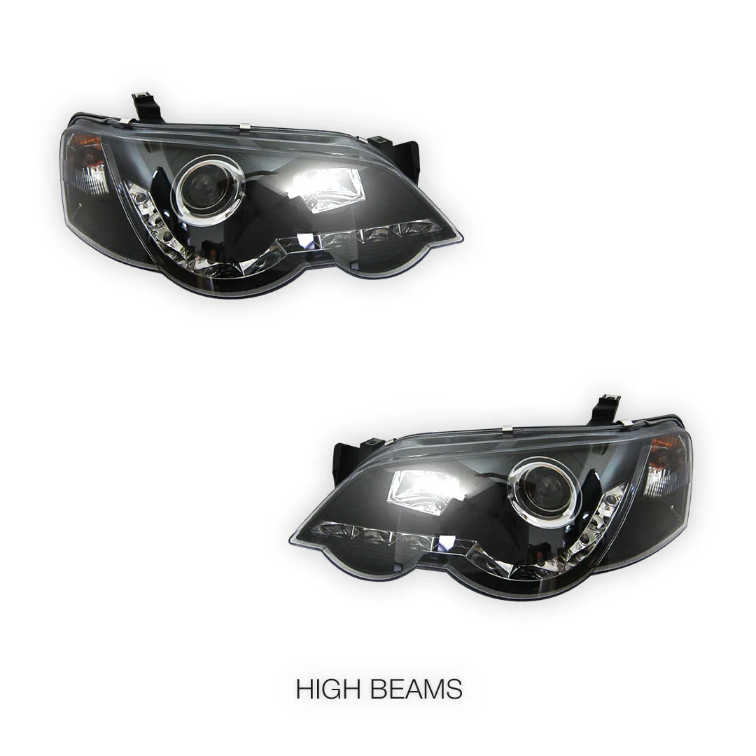 Ford Falcon BA / BF (2002 - 2008) LED DRL Projector Headlights LH + RH - Image 2