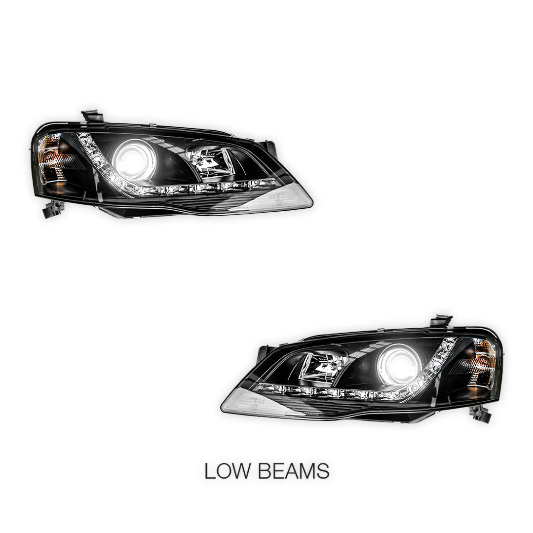 Ford Falcon BF Series 2 (2006 - 2008) Black LED Headlights LH + RH - Image 3