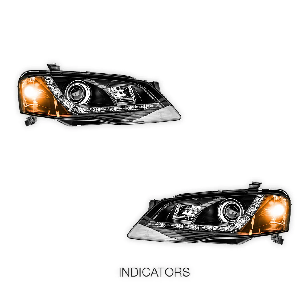 Ford Falcon BF Series 2 (2006 - 2008) Black LED Headlights LH + RH - Image 4
