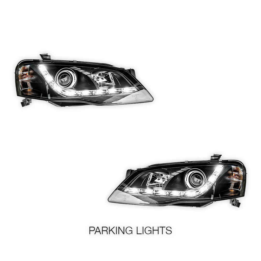 Ford Falcon BF Series 2 (2006 - 2008) Black LED Headlights LH + RH - Image 5