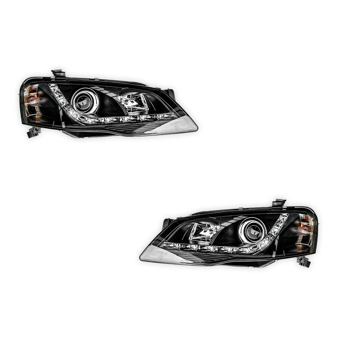 Ford Falcon BF Series 2 (2006 - 2008) Black LED Headlights LH + RH - Image 6