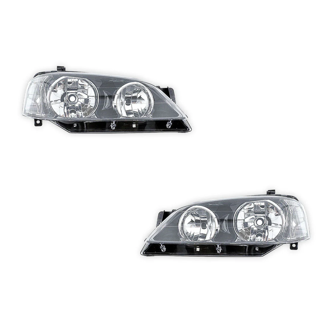 Ford Falcon / Fairmont BA BF (2002 - 2006) Chrome / Black Headlights LH + RH - Image 4