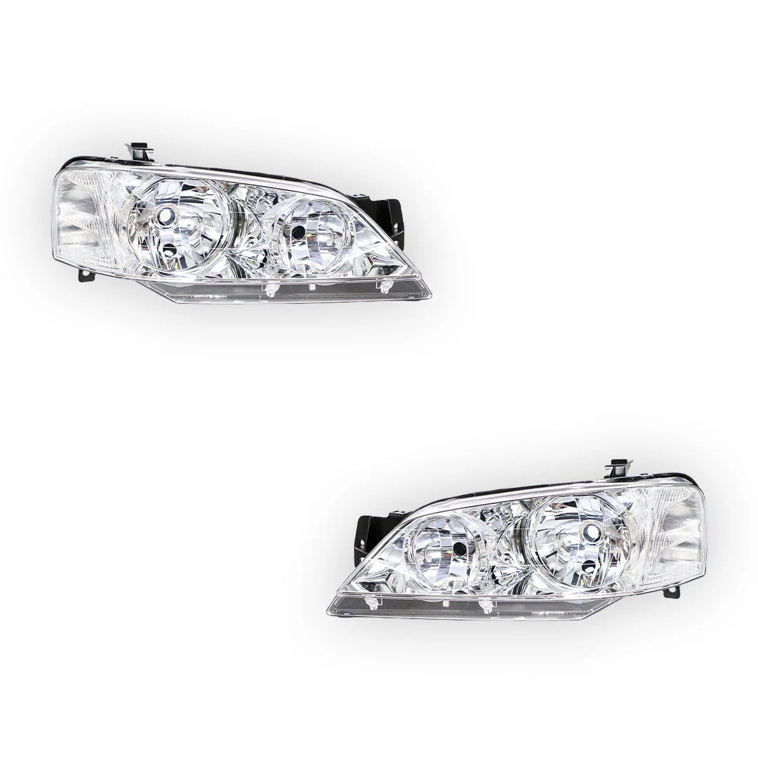 Ford Falcon / Fairmont BA BF (2002 - 2006) Chrome / Black OEM Style Headlights LH + RH - Image 3