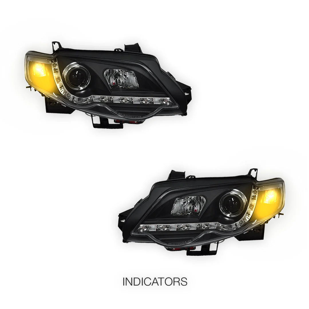Ford Falcon FG Series 1 G6 (2008 - 2011) LED DRL Projector Headlights LH + RH - Image 3