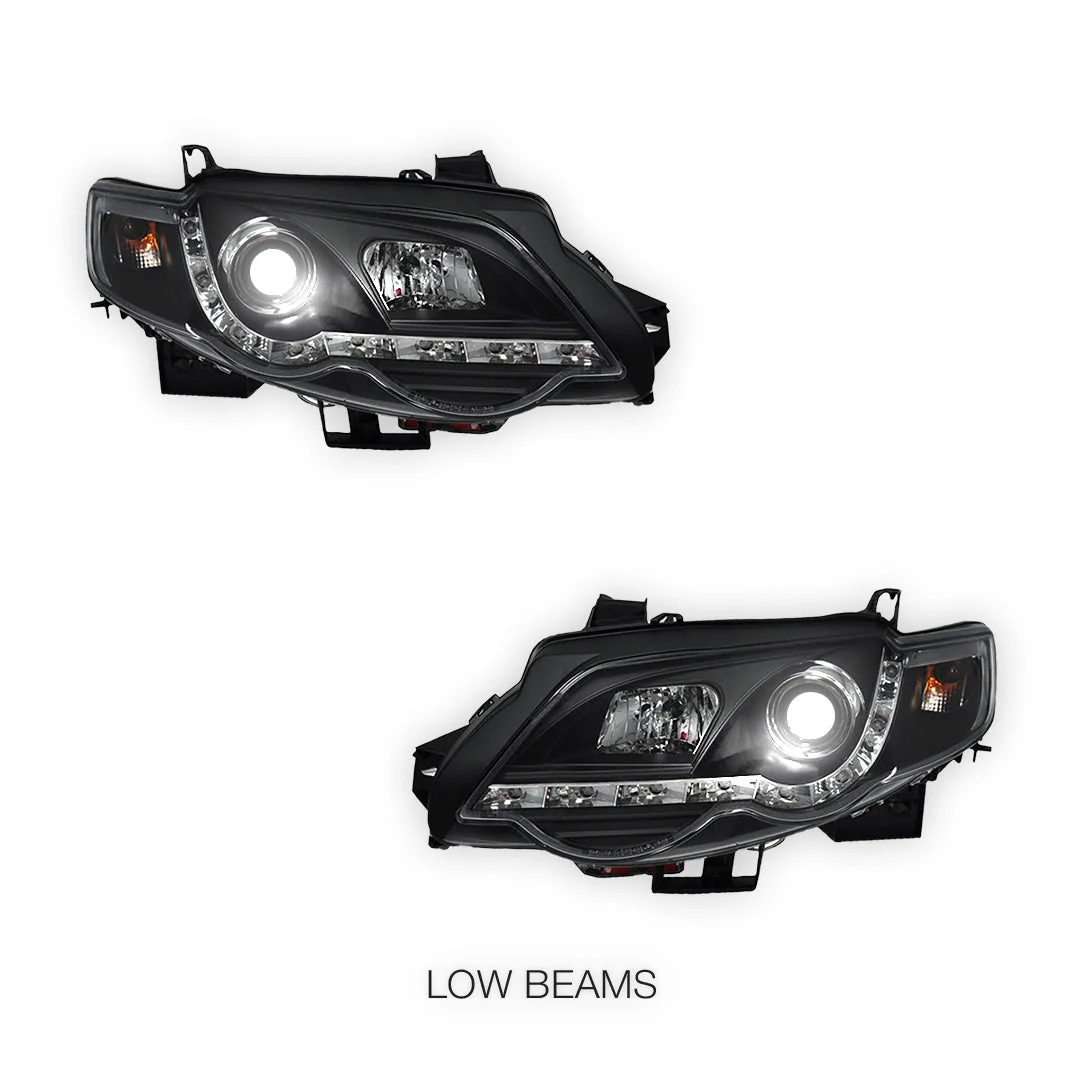 Ford Falcon FG Series 1 G6 (2008 - 2011) LED DRL Projector Headlights LH + RH - Image 4