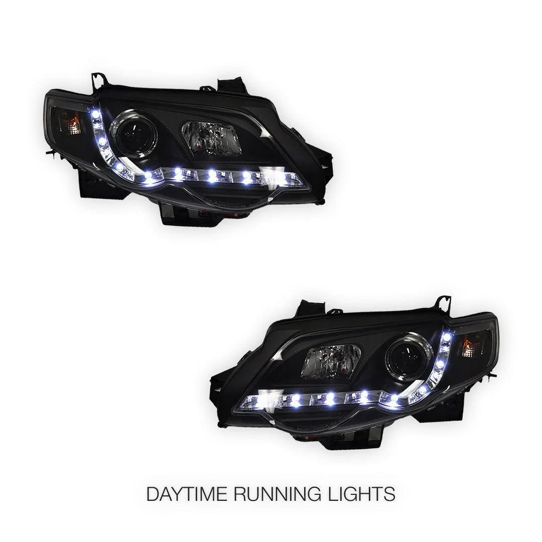 Ford Falcon FG Series 1 G6 (2008 - 2011) LED DRL Projector Headlights LH + RH - Image 6