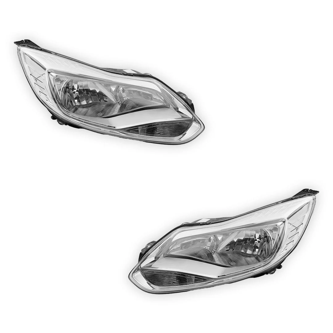 Ford Focus LW (2011 - 2015) Chrome Halogen OEM Style Headlights LH + RH - Image 2