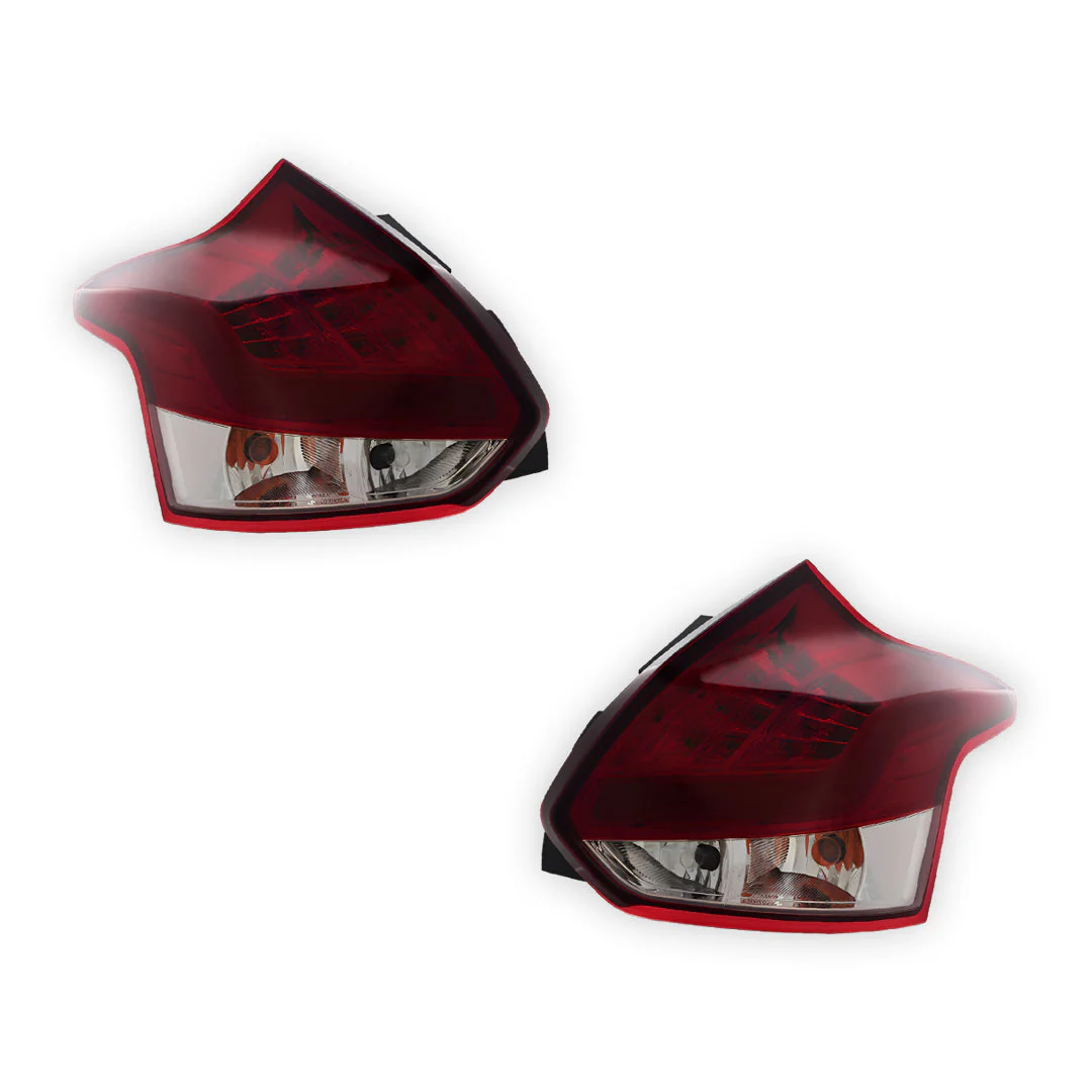 Ford Focus LW (2012 - 2015) Clear Red 3D LED Stripe Bar Tail Lights LH + RH - Image 6