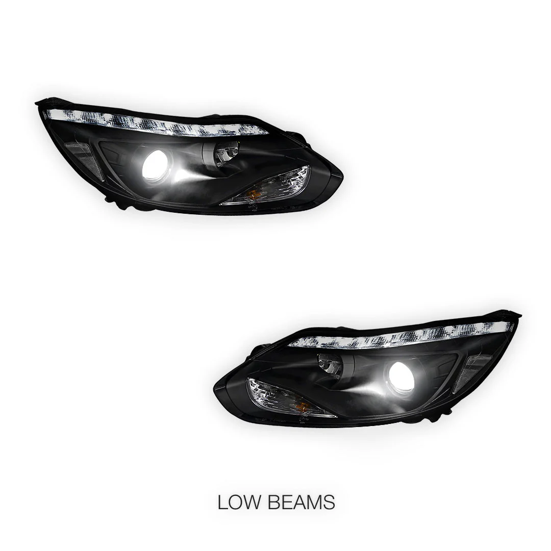 Ford Focus LW (2012- 2015) Halogen LED DRL Projector Headlights LH + RH - Image 10
