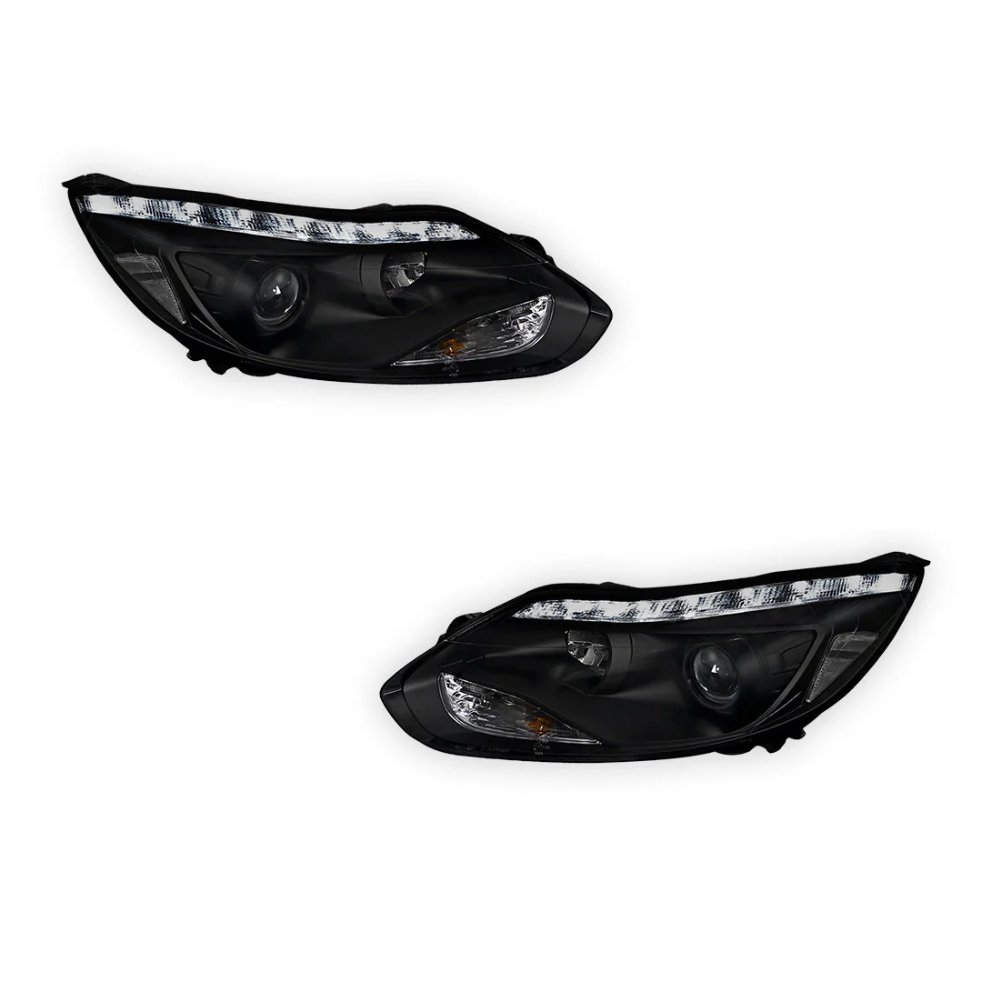 Ford Focus LW (2012- 2015) Halogen LED DRL Projector Headlights LH + RH - Image 11
