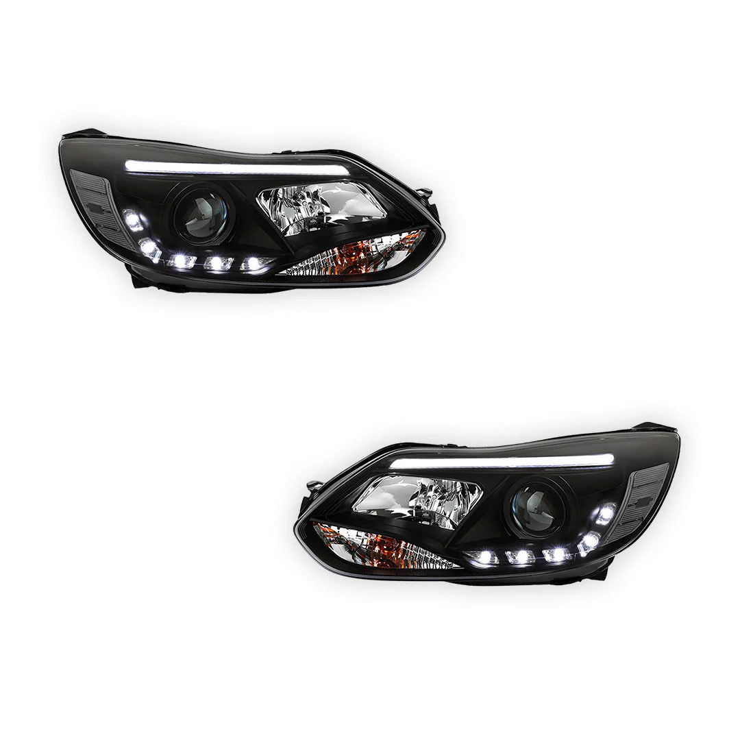 Ford Focus LW (2012- 2015) Halogen LED DRL Projector Headlights LH + RH - Image 12