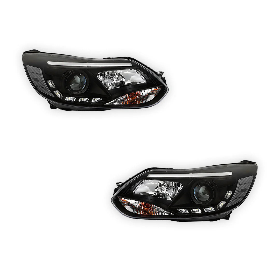 Ford Focus LW (2012- 2015) Halogen LED DRL Projector Headlights LH + RH - Image 5