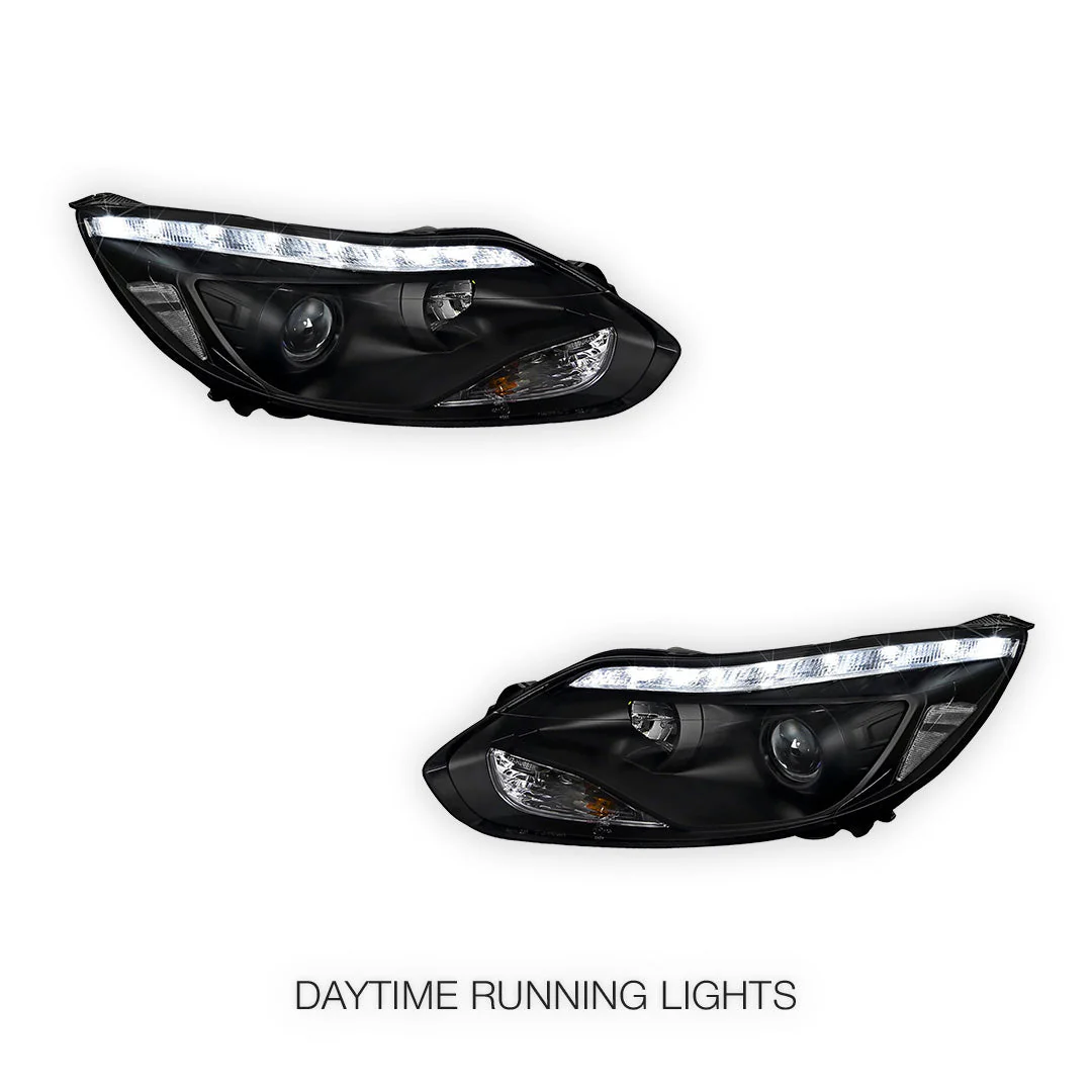 Ford Focus LW (2012- 2015) Halogen LED DRL Projector Headlights LH + RH - Image 6