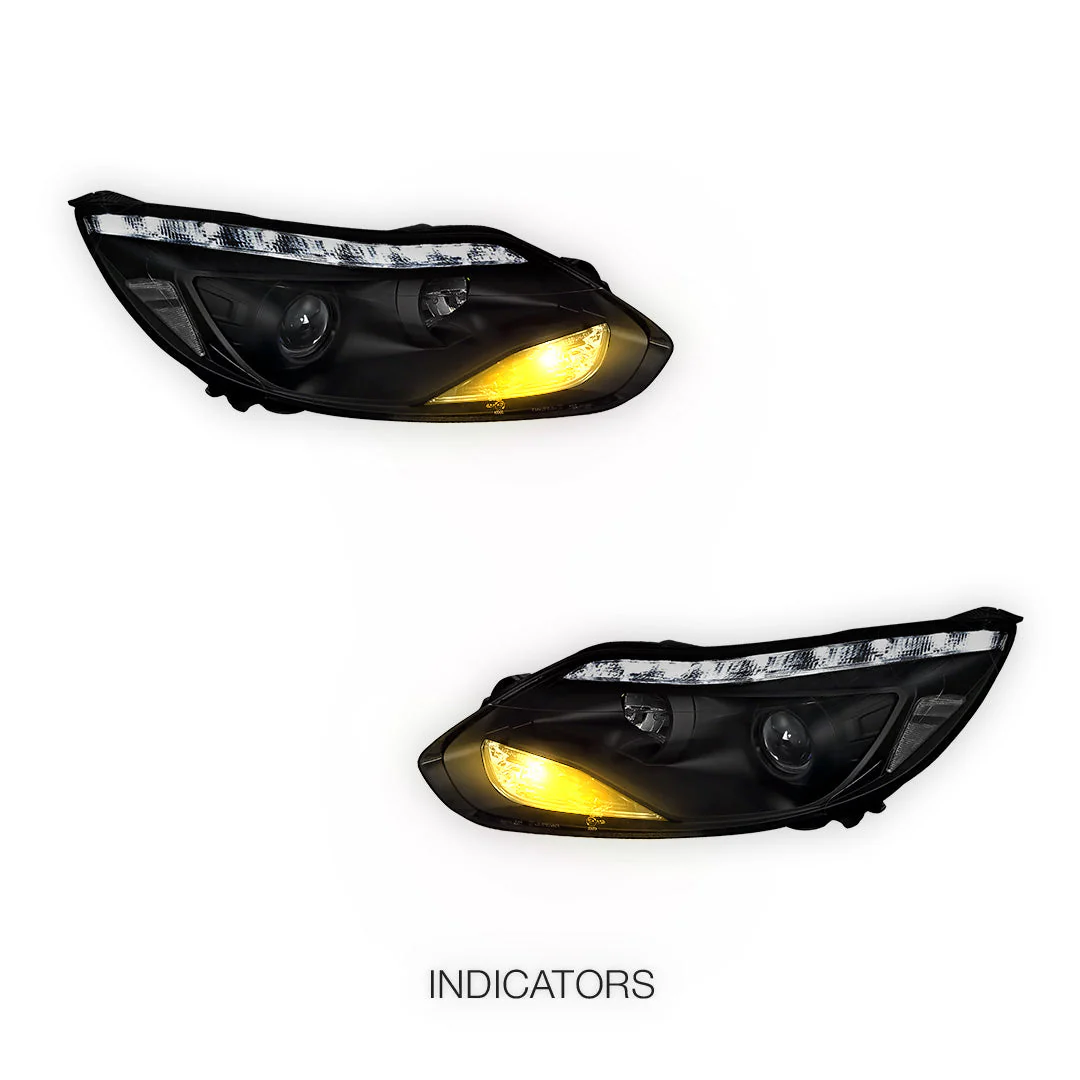 Ford Focus LW (2012- 2015) Halogen LED DRL Projector Headlights LH + RH - Image 9