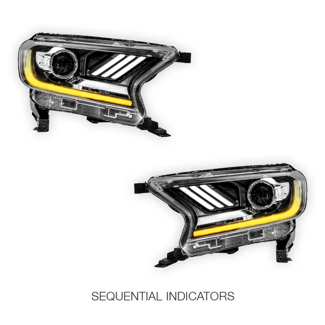 Ford Ranger PX MK2 / MK3 (2015 - 2021) Full LED DRL Dual Beam Projector Headlights LH + RH - Image 3