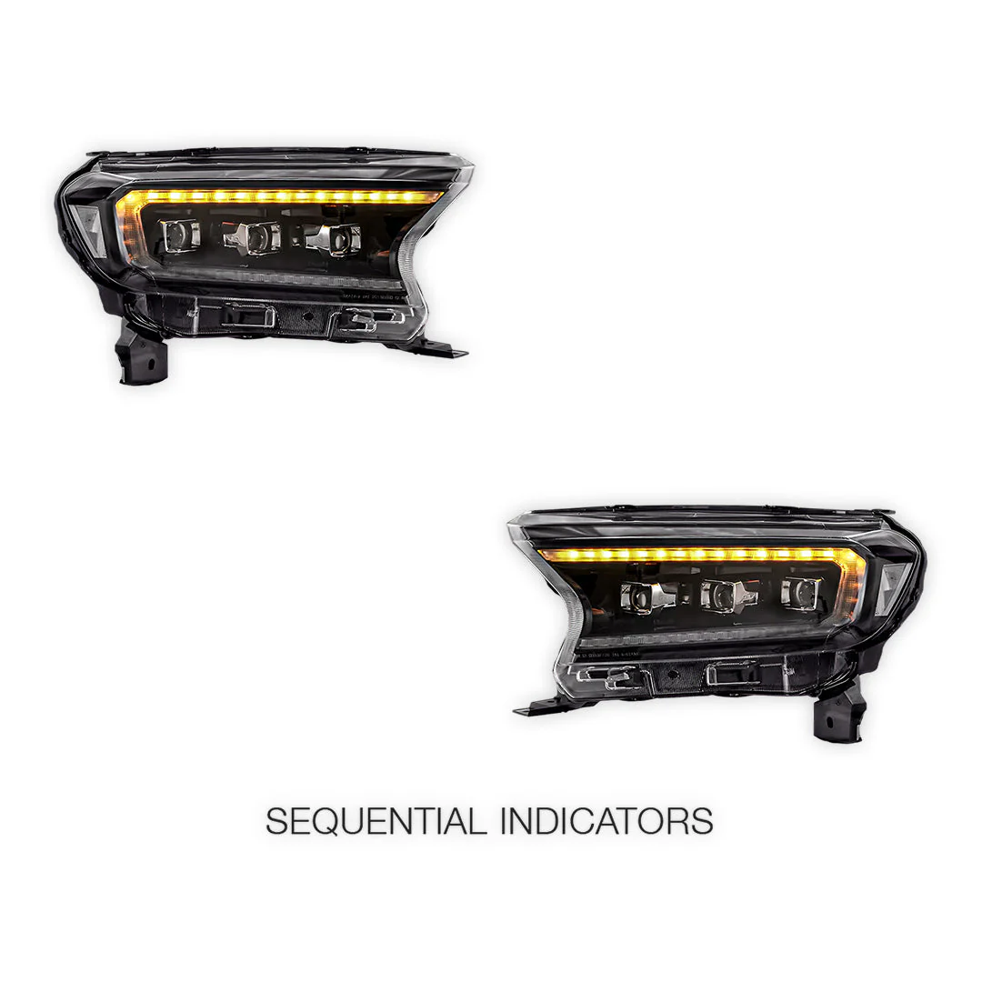 Ford Ranger PX MK2 / MK3 (2016 - 2021) Projector LED Headlights LH + RH - Image 4