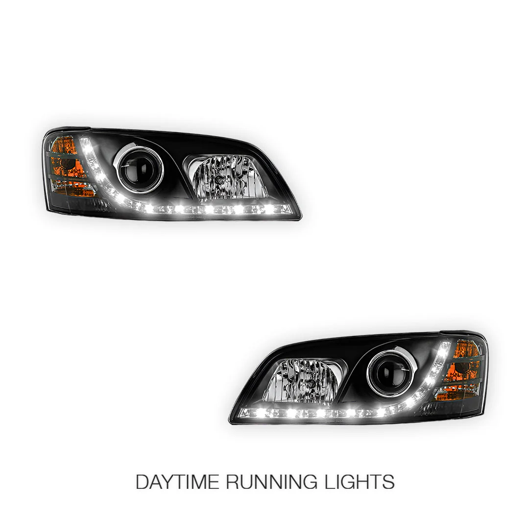 Holden Commodore VE Series 1 (2006 - 2009) Black DRL LED Projector Headlights LH + RH - Image 2