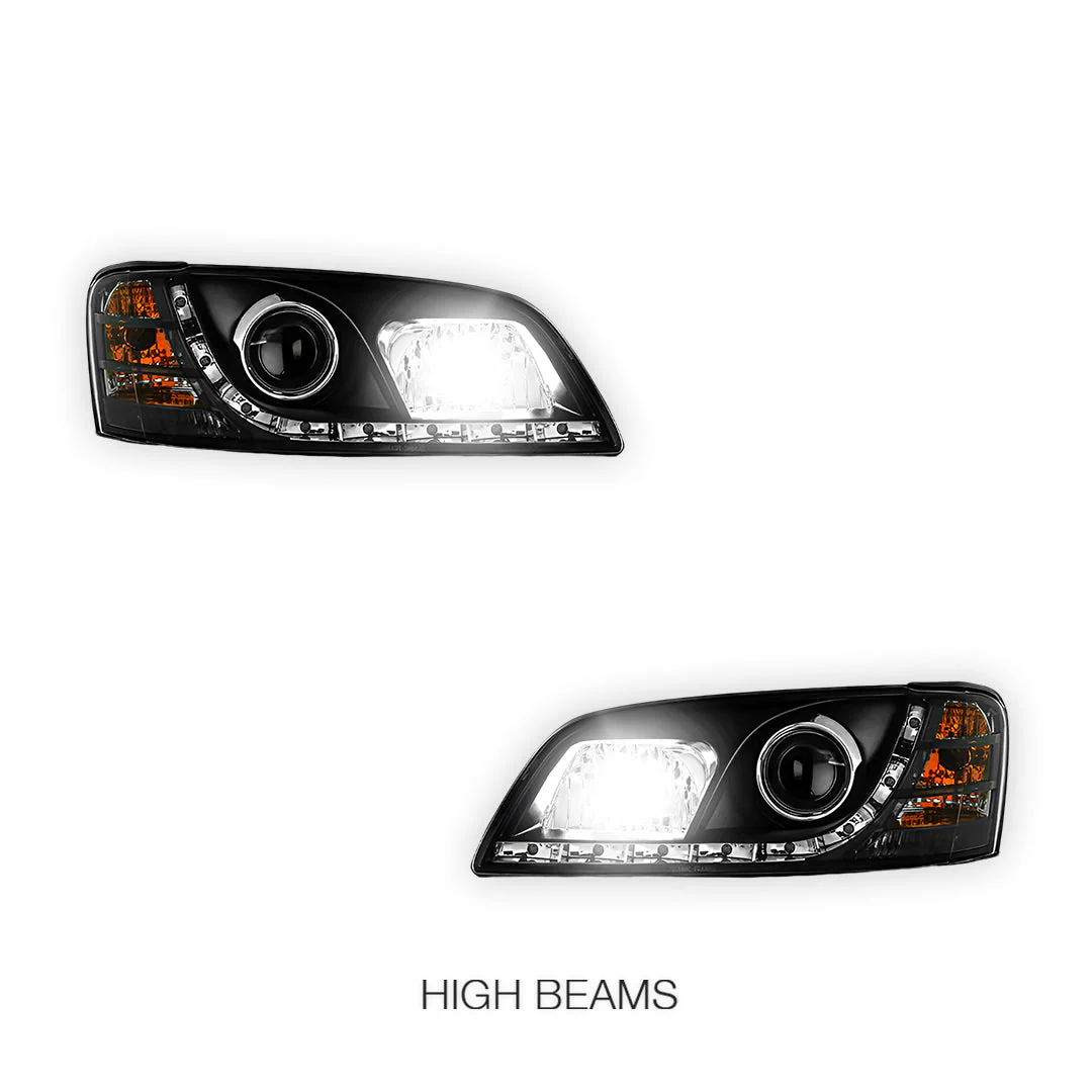 Holden Commodore VE Series 1 (2006 - 2009) Black DRL LED Projector Headlights LH + RH - Image 5