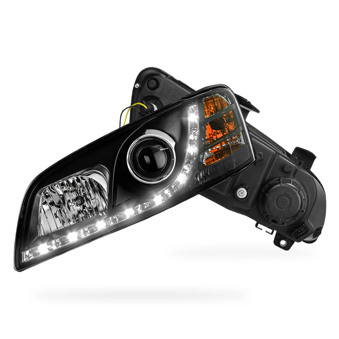 Holden Commodore VE Series 1 (2006 - 2009) Black DRL LED Projector Headlights LH + RH - Image 7