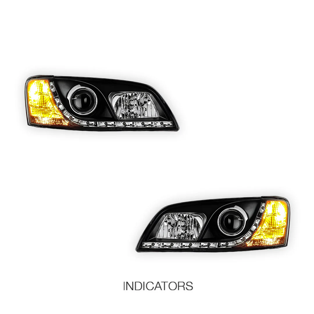 Holden Commodore VE Series 1 (2006 - 2009) Black DRL LED Projector Headlights LH + RH - Image 9