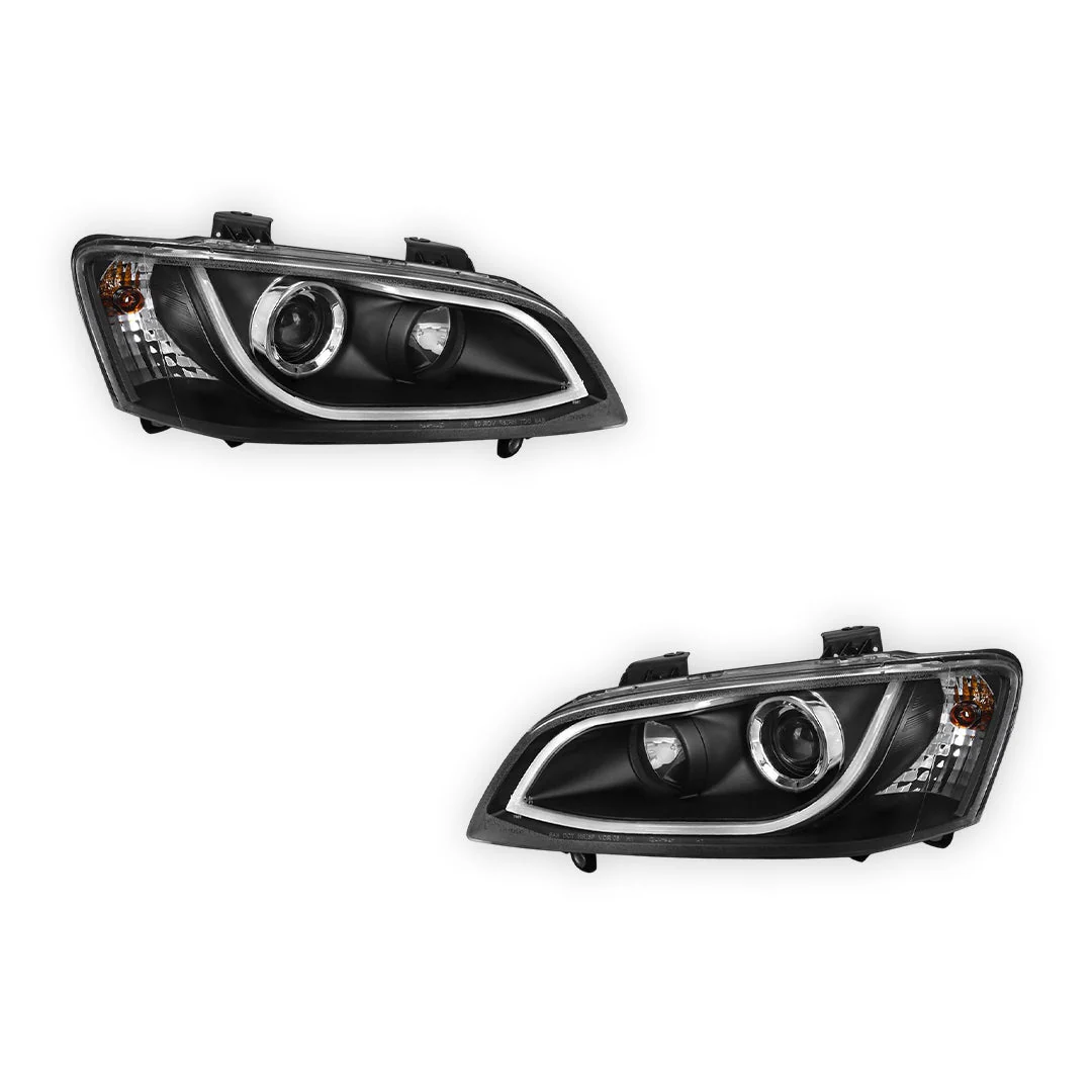 Holden Commodore VE Series 2 (2009 - 2013) Black LED 3D DRL Projector Headlights LH + RH - Image 6